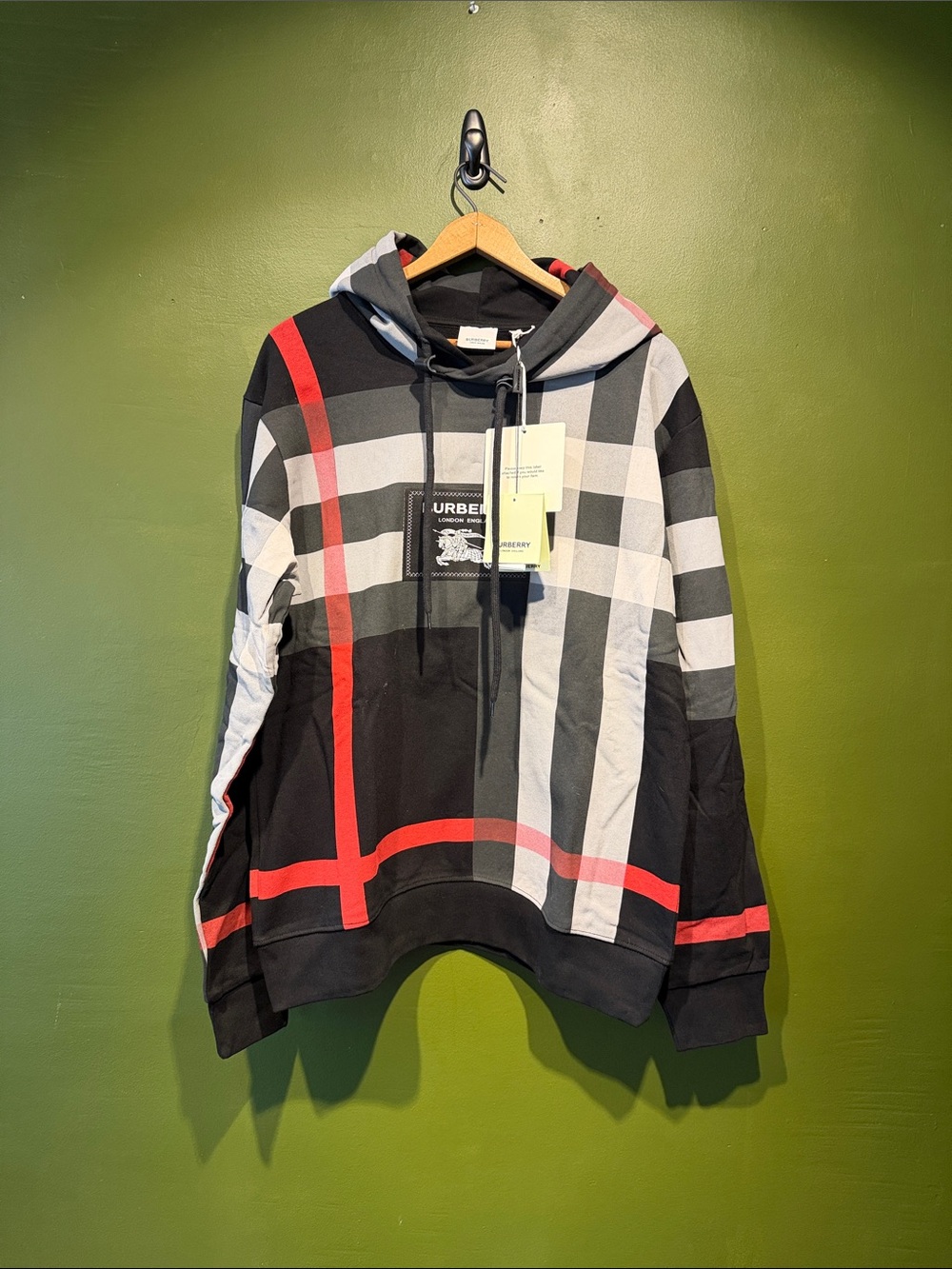 Burberry Black & White Plain Check Hoodie